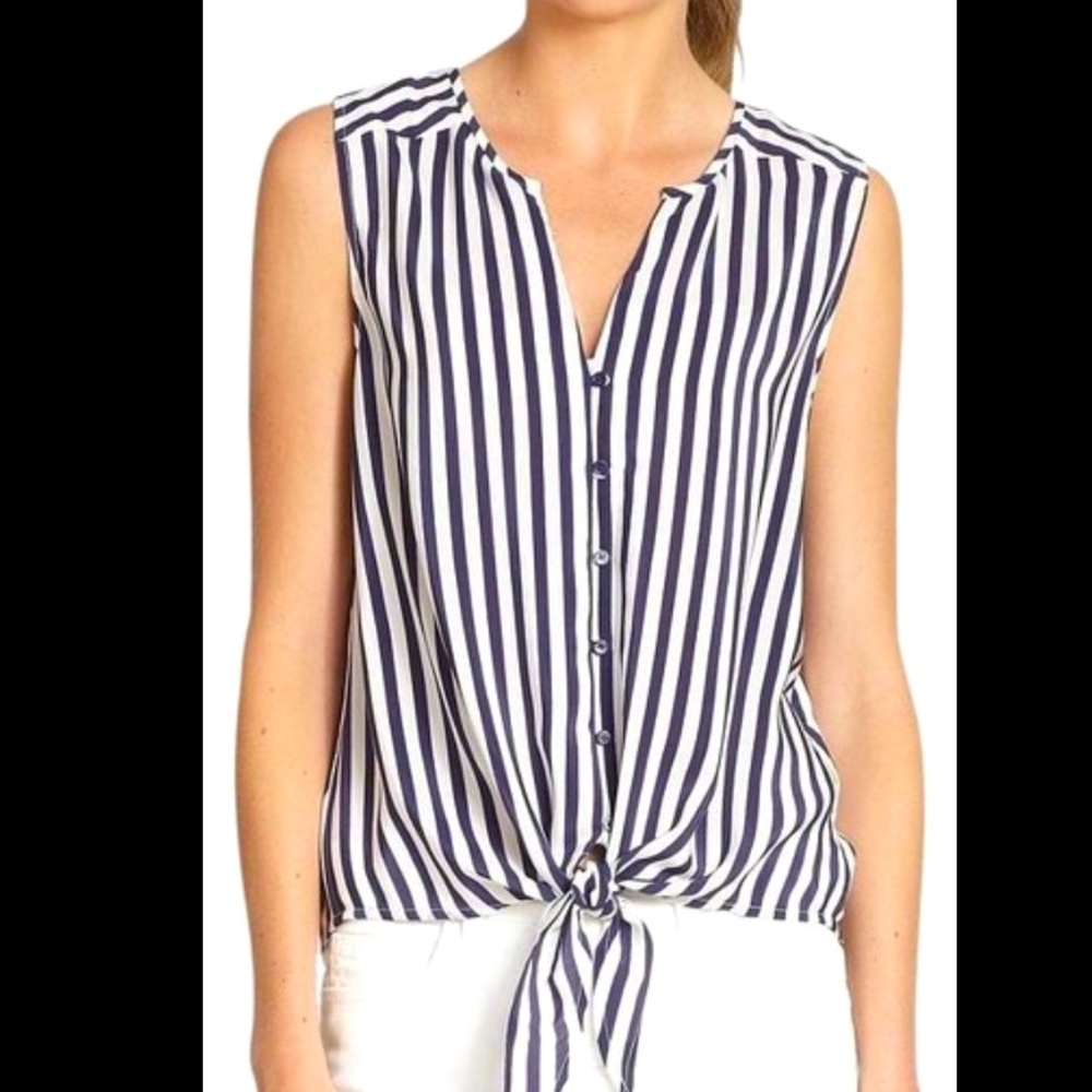 Joie silk tie striped sleeveless blouse